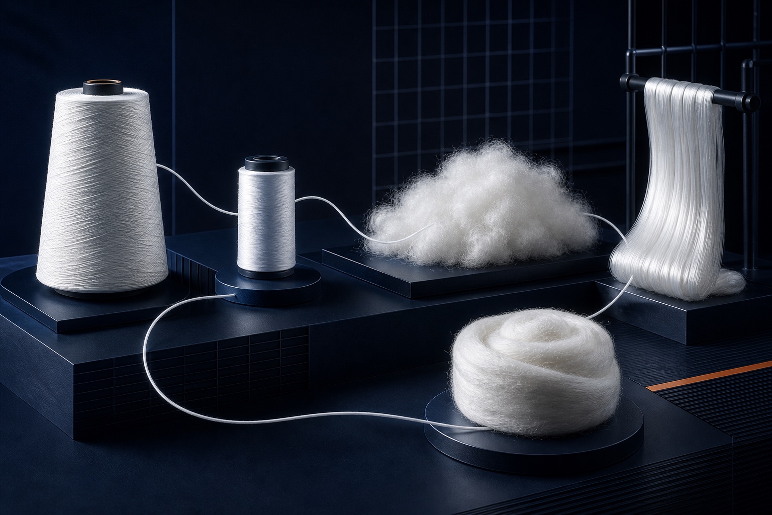 Conceptual composition of PVA yarn, thread, staple fiber, filament and top